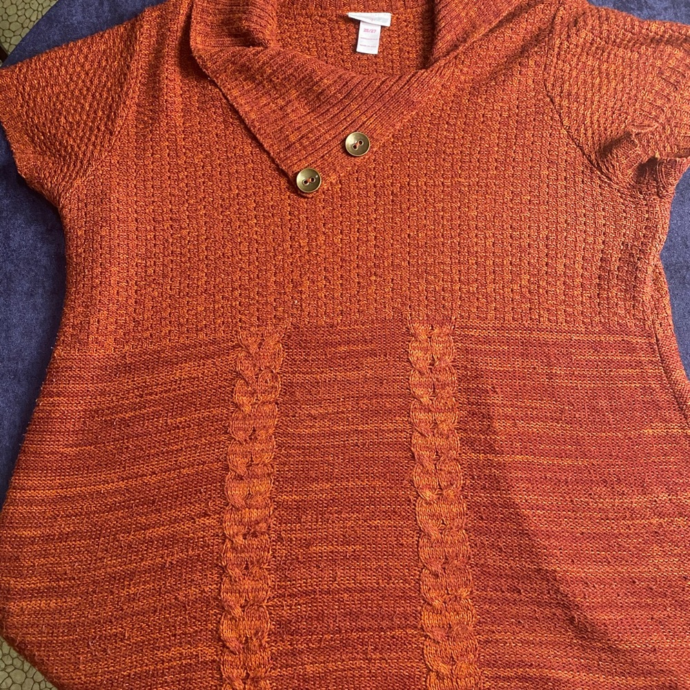 Women's Orange Sweater with Button Detail